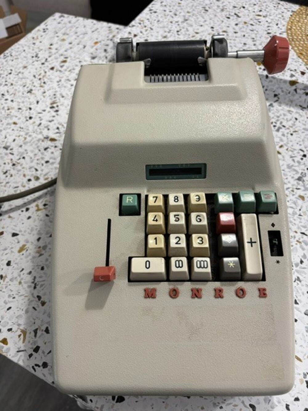 Vintage Monroe Mechanical Printing Calculator 911-E-11 Olympia Germany - WORKING